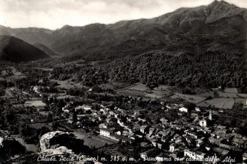 Chiusa di Pesio m. 585 - Panorama con catena delle Alpi